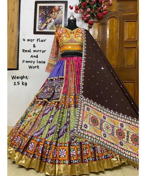 Pure Cotton Gamthi Kodi Work Navratri Special Chaniya Choli - Lehenga Length: 40 Inch, Waist: 42 Inch, Choli Length: 15 Inch | Intricate Craftsmanship, Perfect For Festive Celebrations