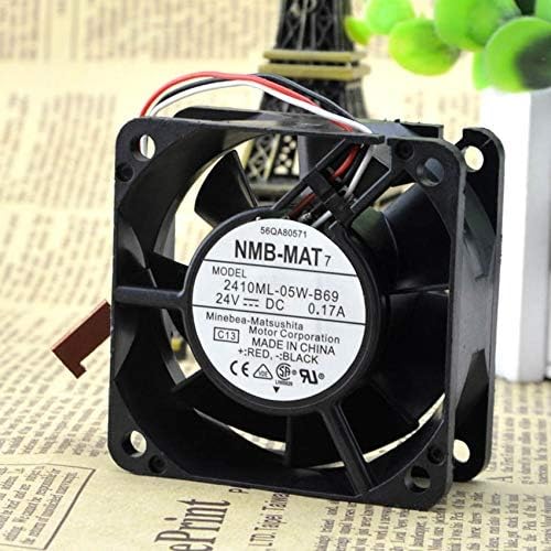 NMB-MAT 2410ML-05W-B69 Axial Fan 24V-0.17A DC Brushless Air Cooling Fan 5300 RPM 60 * 60 * 25mm 3-Wire