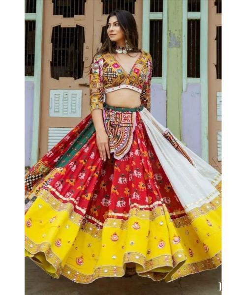 MULTI COLOUR EMBRODERY CHANIYA CHOLI DESIGNER