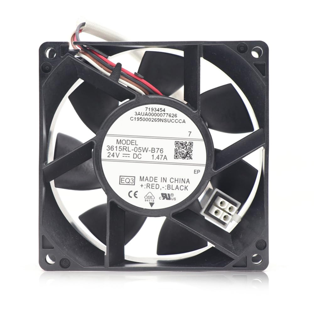 3615RL-05W-B76 NMB-MAT 24V DC Cooling Fan 1.47A 35W 7200 RPM Axial Industrial Cooling Fan for ABB Inverter ACS880, HVAC & Server Cooling 90x90x38MM