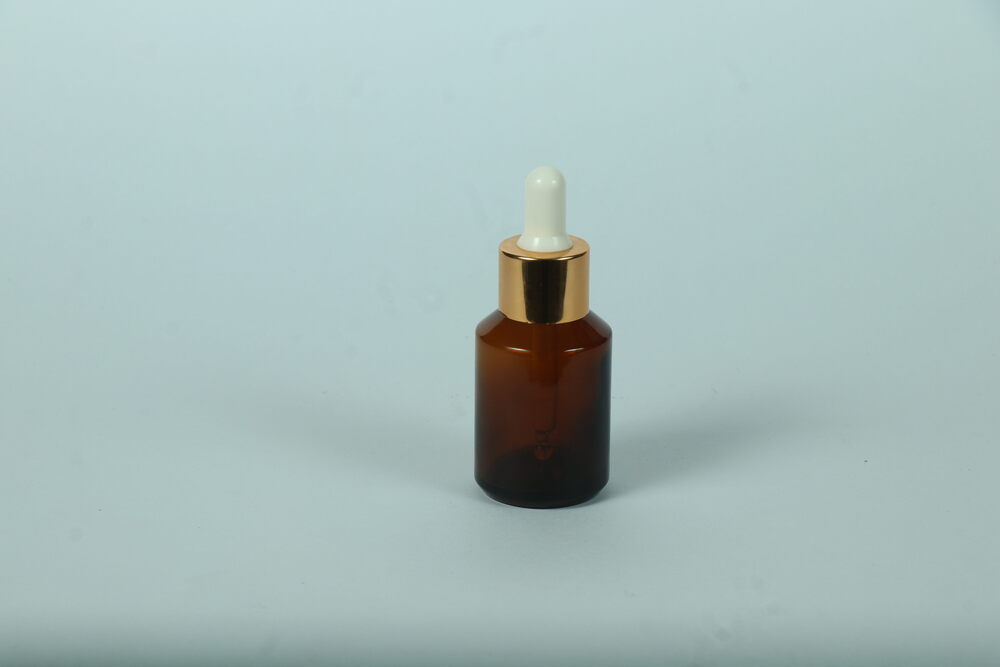 30ml Amber Slant Glass Dropper Bottle - Pattern: Plain