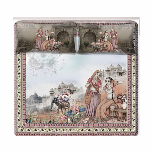 King Size 400 Tc Digi Art Pure Cotton Bedsheet Set