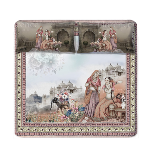King Size 400 Tc Digi Art Pure Cotton Bedsheet Set - Color: Different Available