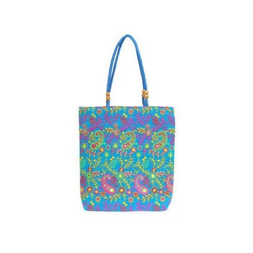 Blue Embroidered Shopping Bags
