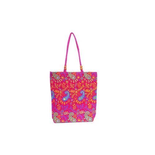 Pink Embroidered Shopping Bags