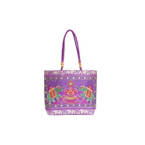 Purple Embroidered Shopping Bags