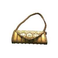 Ladies Handle Clutch Bag - Color: Golden
