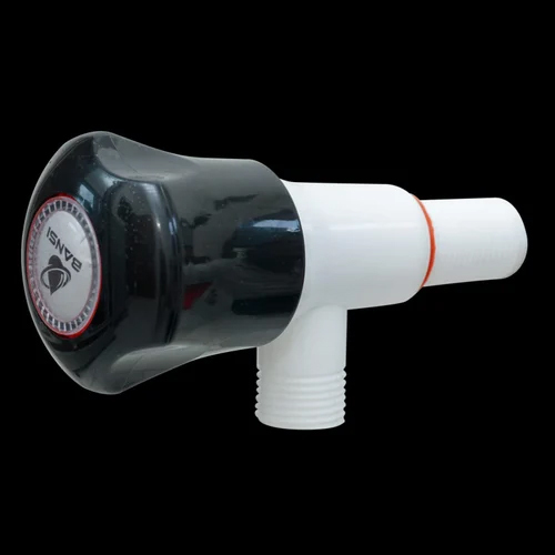 PVC T Bib Cock - High-Quality PVC, Wall Mounted, Glossy Finish, Round Shape, Elegant White and Black Design | Ideal for Modern Bathroom Fittings