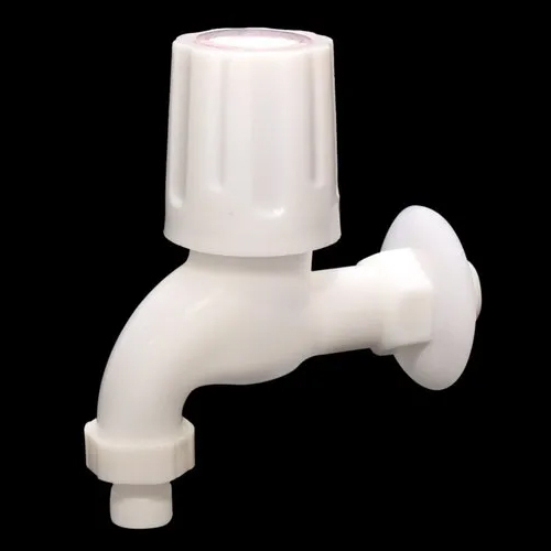 White Pvc Nozzle Bib Cock - Finish: Glossy