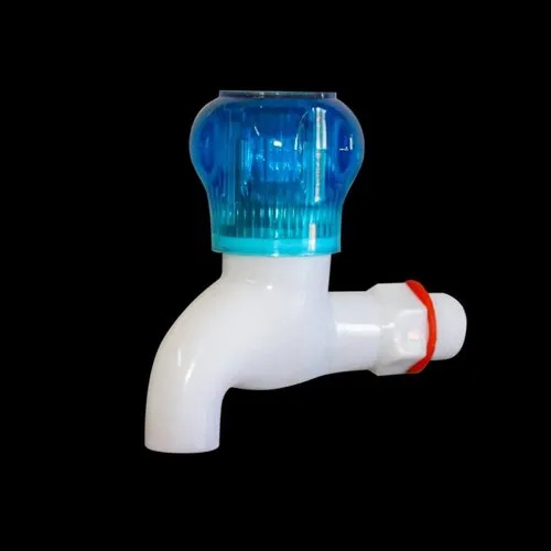 Kitchen Short Body Plastic Bib Cock - Color: White And Blue