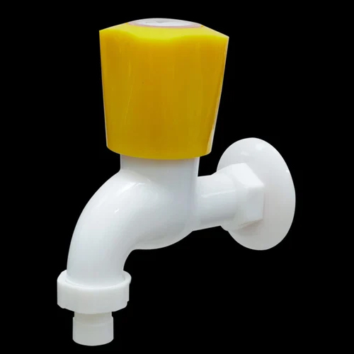 Pvc Two Way Angle Bib Cock - Color: White And Yellow