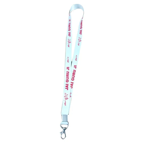 White Printed Satin Lanyard