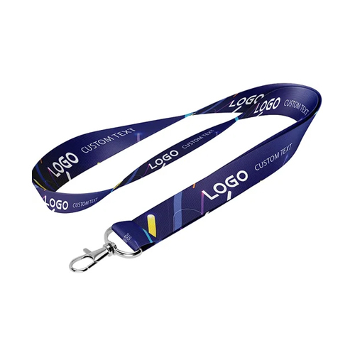 Blue Printed Satin Lanyard