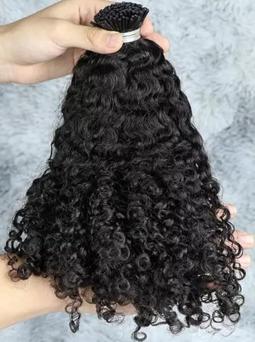 Curly I-Tip Hair Extension 16in | 100 Strands Remy Human Hair Keratin Bonded