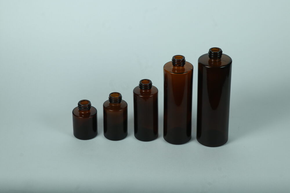 20-100ml Amber Flat Shoulder Glass Bottle