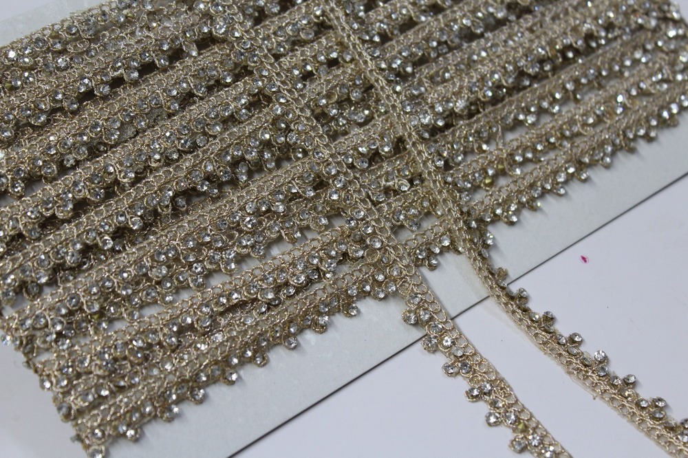 Golden Zari Stone Lace - Design: Cutwork