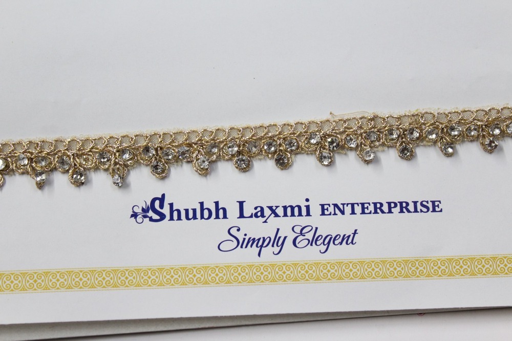 Golden Zari Stone Lace - Design: Cutwork