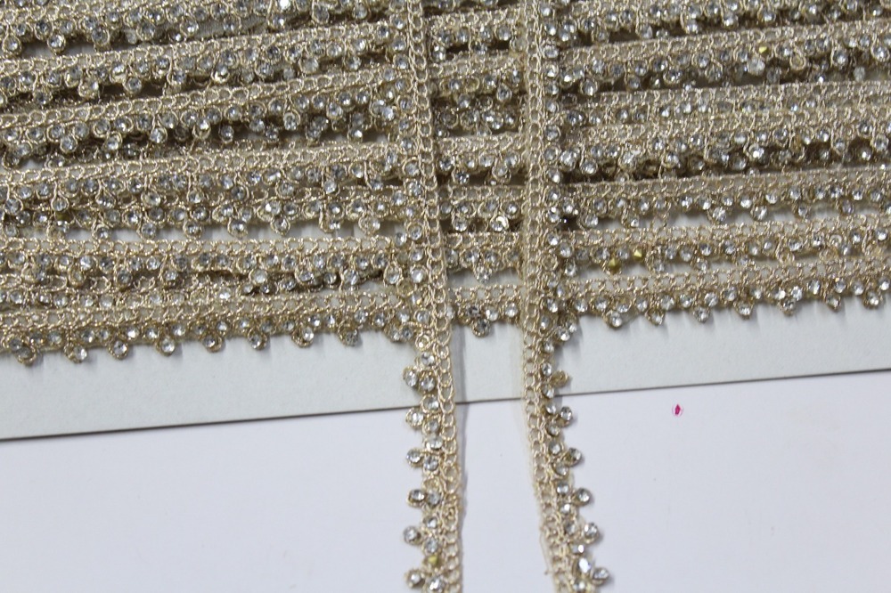 Golden Zari Stone Lace - Design: Cutwork