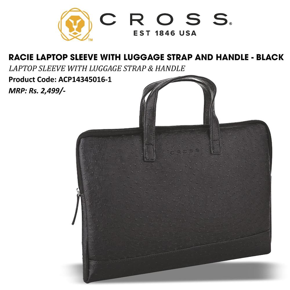 Racie Laptop Sleeve With Luggage Strap And Handle - Material: Leather