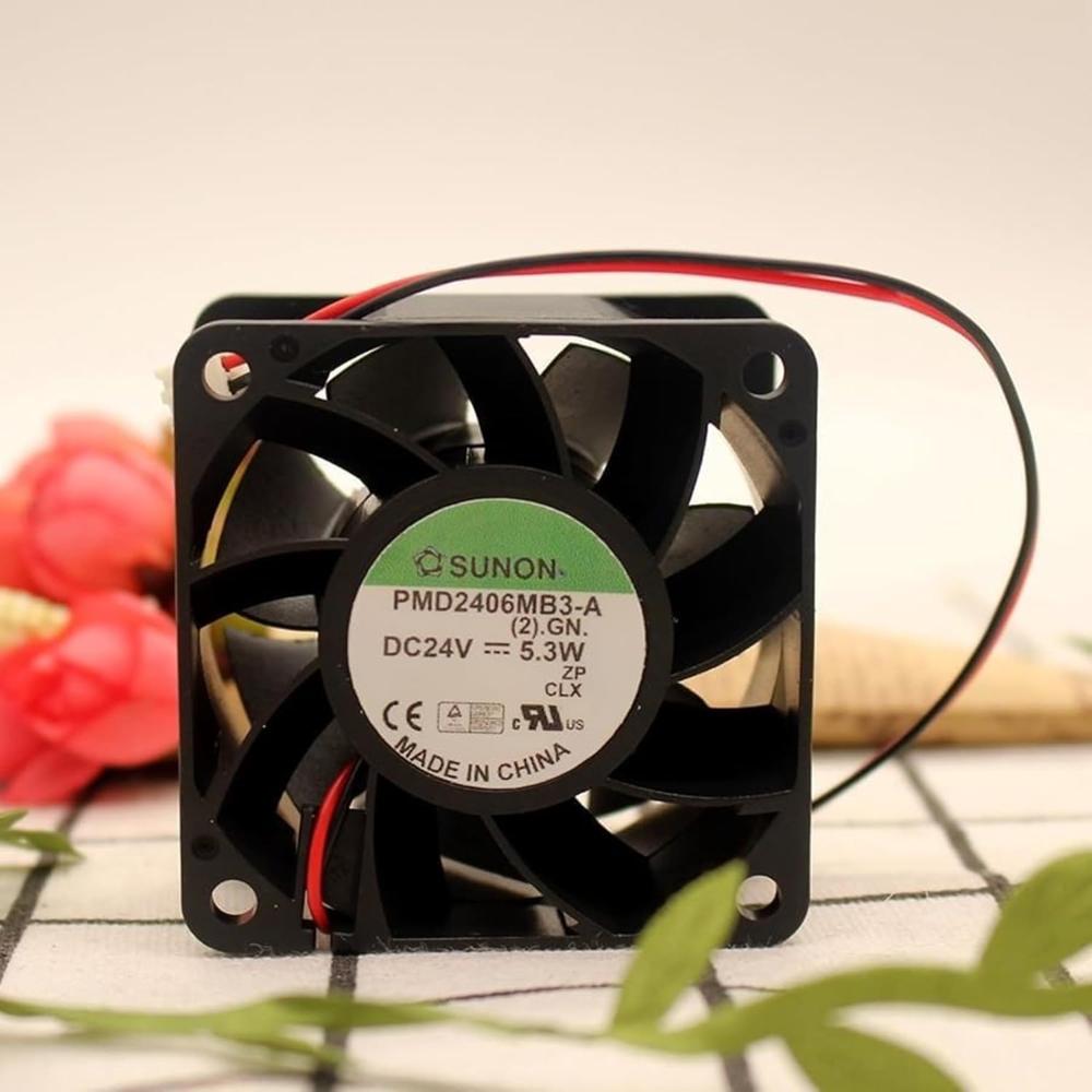 SUNON PMD2406PMB3-A Axial Fan 24V-5.3W DC Brushless Air Cooling Fan 5000 RPM 60 * 60 * 38mm 2Wire
