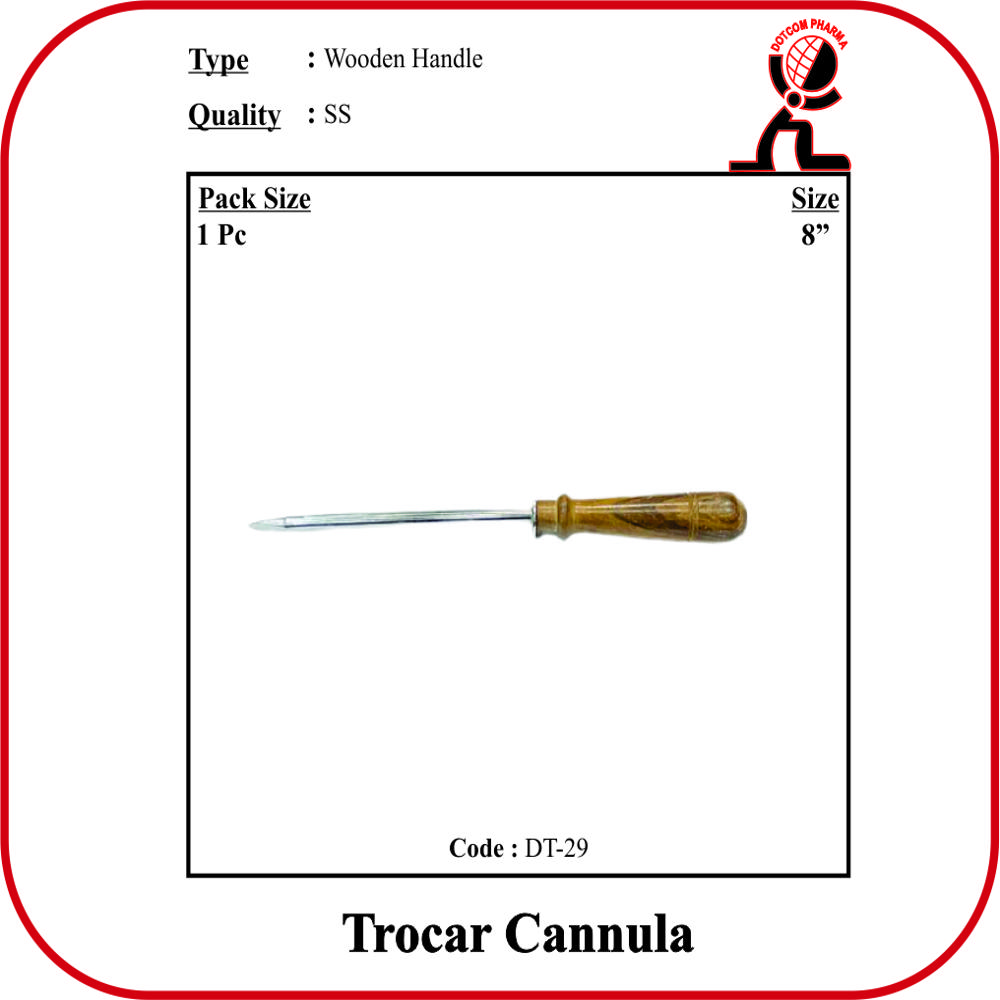Trocar Cannula Wooden Handle 8