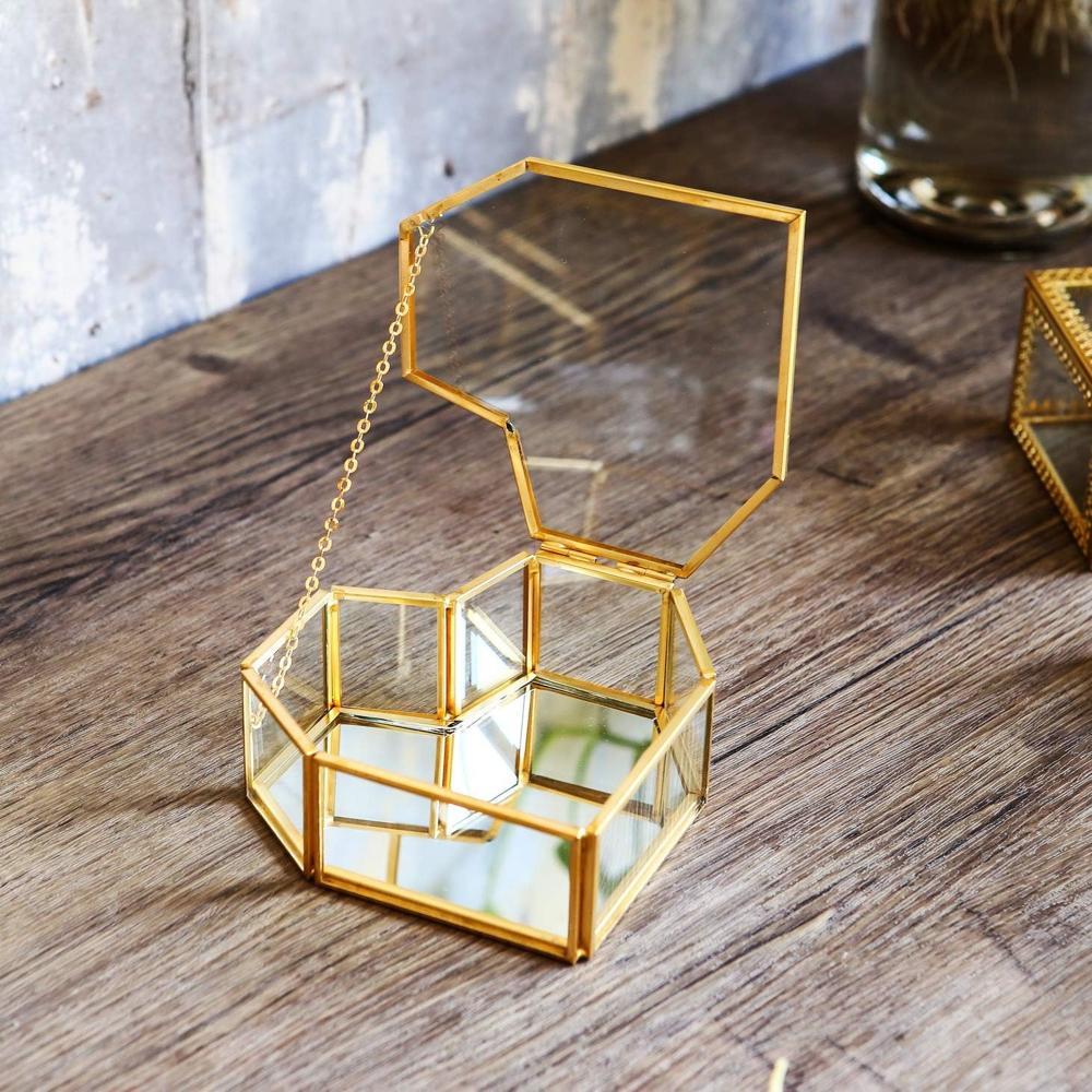 Brass and Glass heart shape jwellery boxes 