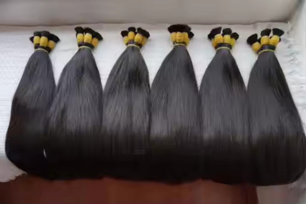 South Indian Temple Remy Natural Color Bulk Hair Extension (20 To 30 Inch ) - Design: N/a