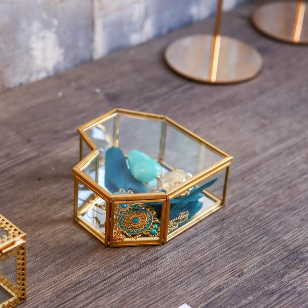 Brass and Glass heart shape jwellery boxes 