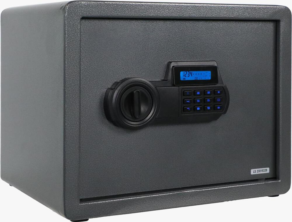 Safety Locker - Steel, 200x350x200 Mm, Metallic Grey | Digital Lock With Blue Led, 3 Mm Door Thickness, Emergency Key Available