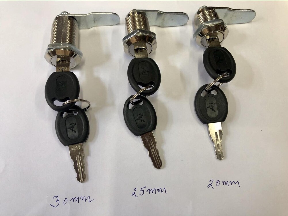 Key Cam Lock - Zinc Die Cast, Nickel Plated Finish | Reversible Brass Keys, 6/10 Lever Options, 90/180 Degree Key Removable Non-removable