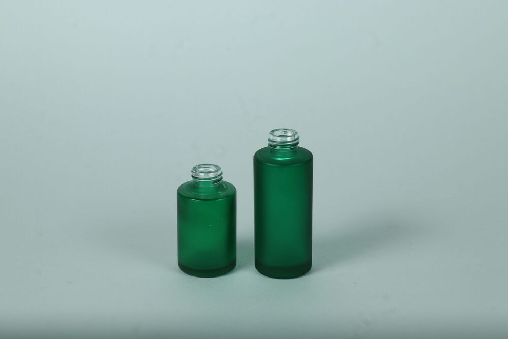 30ML GREEN FROSTED FLAT SHOULDER GLASS BOTTLE