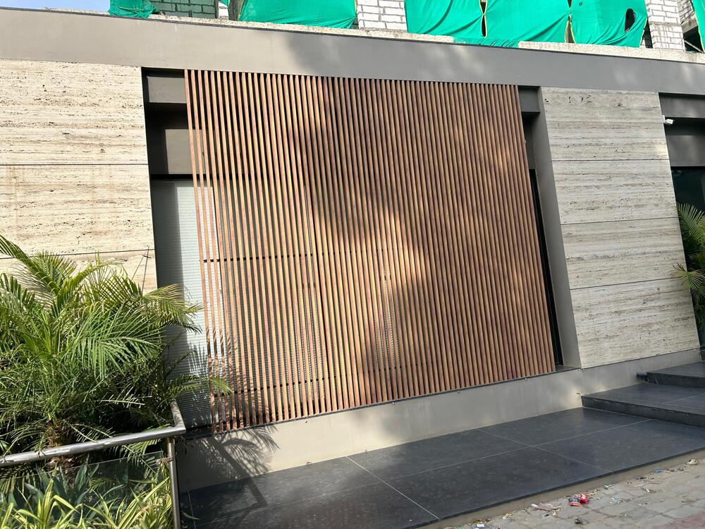 Wooden finish metal louvers