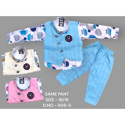605-S Poly Lafar Baba Suit Set - Age Group: Kids