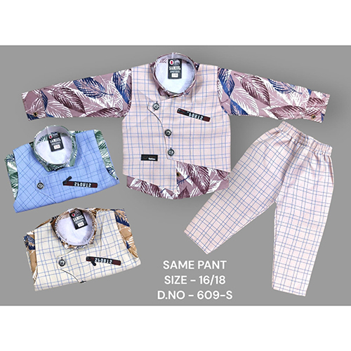 609-S Poly Lafar Baba Suit Set - Age Group: Kids