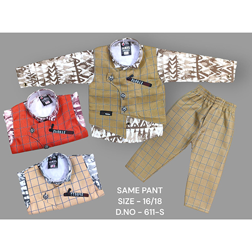 611-S Poly Lafar Baba Suit Set - Age Group: Kids