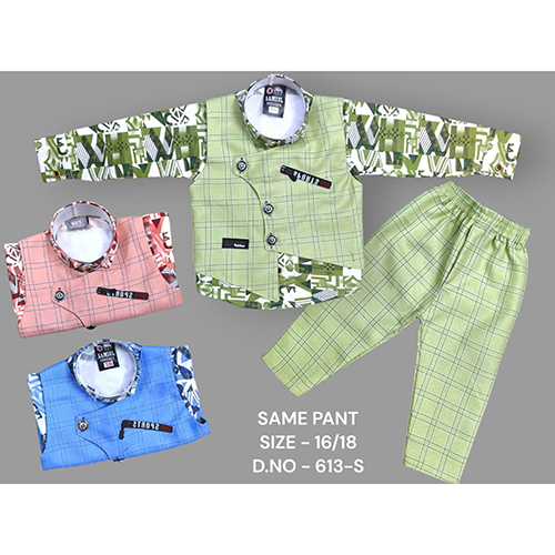 613-S Poly Lafar Baba Suit Set - Color: Multicolor