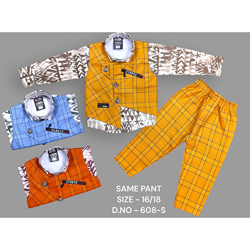 608-S Poly Lafar Baba Suit Set - Color: Multicolor