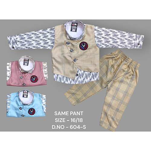 604-S Poly Lafar Baba Suit Set - Age Group: Kids