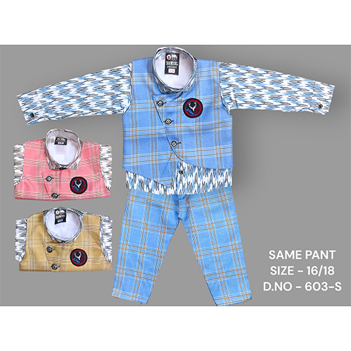 603-S Poly Lafar Baba Suit Set - Age Group: Kids