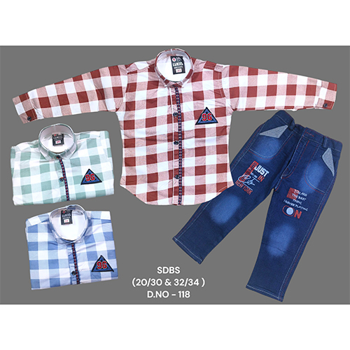 118 Poly Lafar Shirt And Dobby Strechable Pant - Age Group: Kids