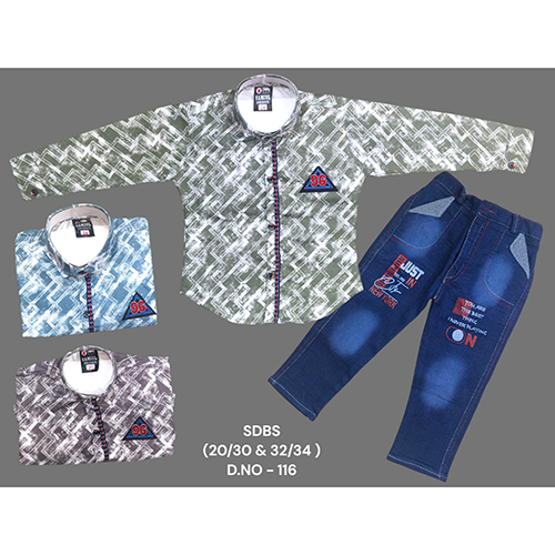 116 Poly Lafar Shirt And Dobby Strechable Pant - Age Group: Kids