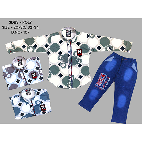 107 Poly Lafar Shirt And Dobby Strechable Pant - Age Group: Kids