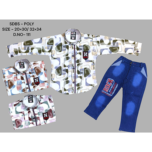 111 Poly Lafar Shirt And Dobby Strechable Pant - Age Group: Kids