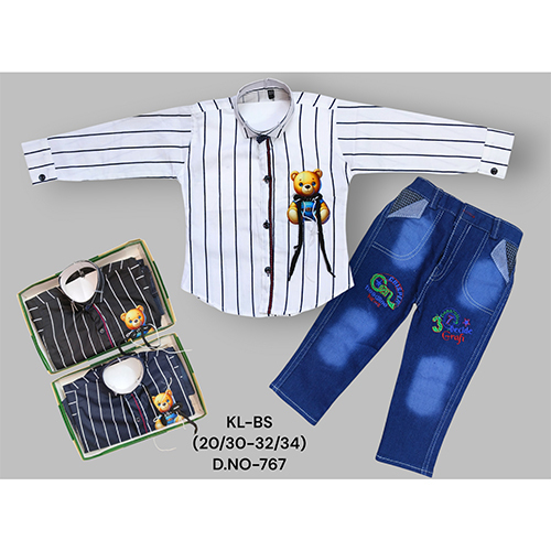 767 Premium Cotton Shirt Dobby Strechable Pant - Age Group: Kids