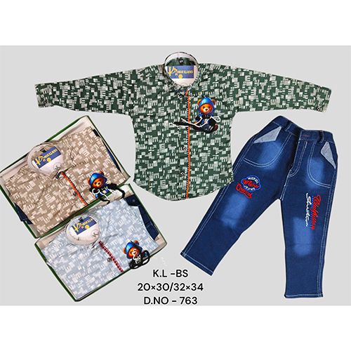 763 Premium Cotton Shirt Dobby Strechable Pant - Age Group: Kids