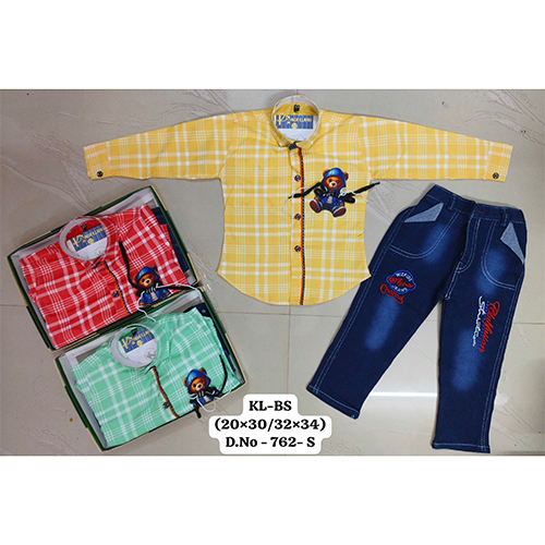 762-S Premium Cotton Shirt Dobby Strechable Pant - Age Group: Kids