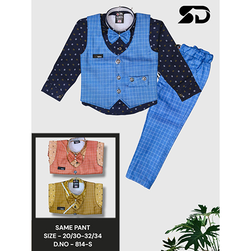 814-S Premium Cotton 3 Piece Baba Suit - Age Group: Kids