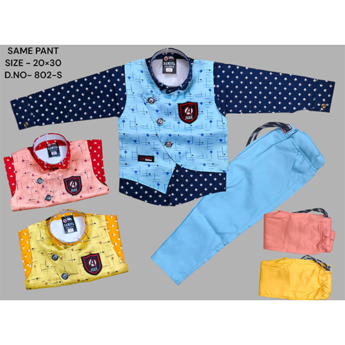 802-S Cotton 3 Piece Baba Suit - Age Group: Kids
