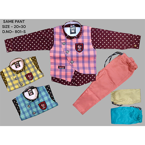 801-S Cotton 3 Piece Baba Suit - Age Group: Kids