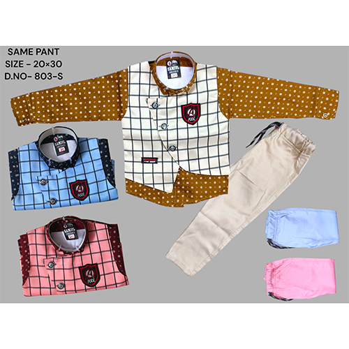 803-S Cotton 3 Piece Baba Suit - Age Group: Kids